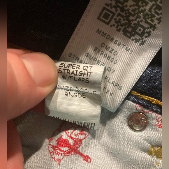 Rare!True Religion Super QT Straight w/ Flap in “ROGUE RENEGADE” wash size 32x32 - Picture 5 of 8